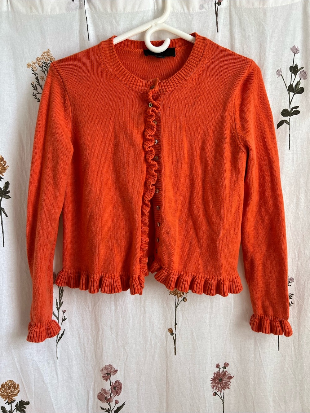 Zara Orange Ruffle-Trim Cardigan